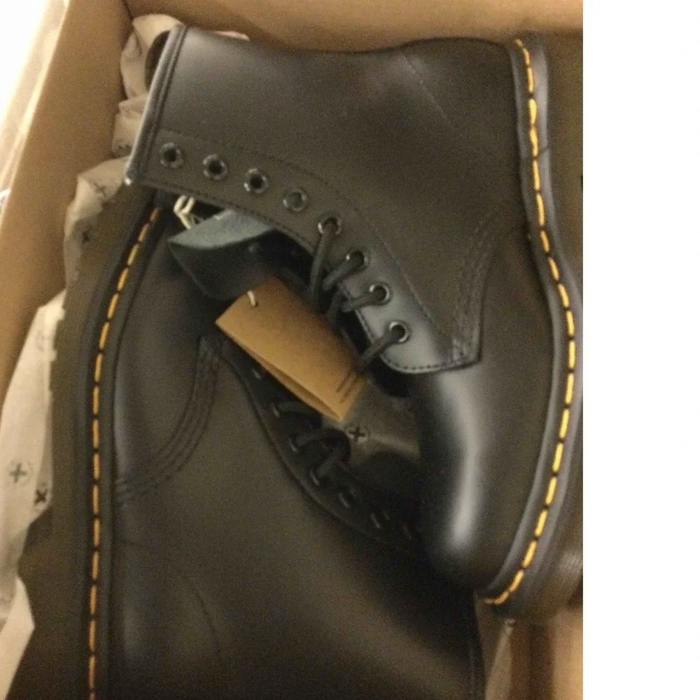 Dr Martens 1460 Black Leather Lace Up Boots Women Size 5 US - Picture 4 of 5